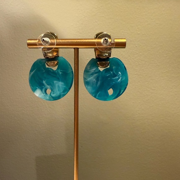 Vintage Gold and Turquoise/Blue 1.5” Drop Earrings - Picture 3 of 7
